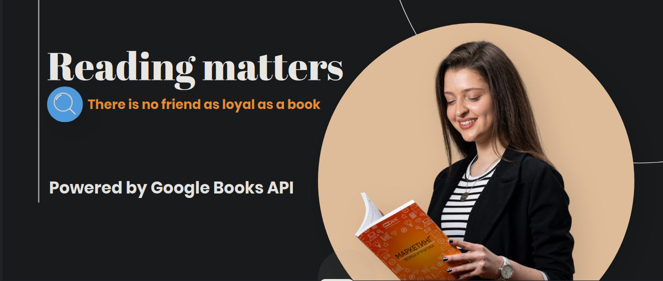 Reading Matters site banner of a woman reading a book.
